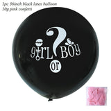 36inch Gender Reveal Balloon Black Latex Confetti Globos Fun Baby Party Decoration He or She Boy or Girl Baby Shower Supplies