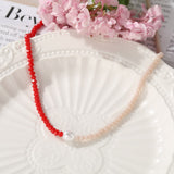 Cifeeo Trendy Bead Strand Beaded Choker Necklace For Women Bohemian Colorful Handmade Short Daisy Pearl Necklace Collar Jewelry