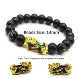 Feng Shui Obsidian Stone Beads Bracelet Men Women Unisex Wristband Gold Black Pixiu Wealth and Good Luck  Women Bracelet