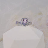 Romantic Arrow of Love Double Finger Ring for Femme Free Size Exquisite Heart Crystal CZ Bague Wedding Jewelry