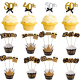 30 40 50 60 Years Old Cupcake Toppers Birthday Party Anniversary Adult 30th 40th 50th 60th Birthday Cake Decorations Supplies