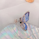 HZ 2023 New Korean Transparent Rhinestones Crystal Butterfly Colorful Acrylic Adjustable Rings for Women Girls Sweet Jewelry