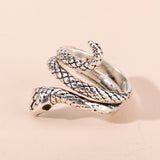 European American Vintage Punk Open Ring for Men Three-dimensional Cool Cobra Snake Ring Wholesale Jewelry