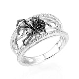 Black Friday Cifeeo  Personality Black Spider Animal Shape Women's Finger Ring Micro Paved Shine Cubic Zirconia Punk Style Party Accessories