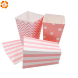 Christmas Gift New! 12PCS/Lot Popcorn Box/Cup Pink Theme Party Decoration For kids Happy Birthday Christmas Wedding Party Baby Shower Supplies