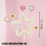 Back to school supplies  Cifeeo  Dream Girl Unicorn Birthday Cake Topper Doll Decoration Pink Rainbow Five Pointed Star Plug-In Happy Birthday Cake Decoration