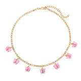 Cifeeo Fashion Bling Crystal Tennis Chain Choker Necklace for Women Gold Silver Color 7 Butterfly Cherry Pendant Necklace Party Jewelry