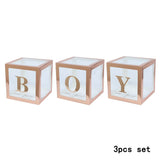 Christmas Gift Rose Gold 30x30cm Transparent Baby Box Letter A-Z Box Girl Name 1st Birthday Party Decorations Wedding Bride Ballon Baby Shower
