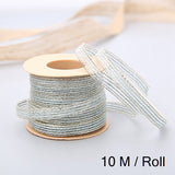 10M/Roll Vintage Jute Burlap Rolls Hessian Ribbon With Lace Wedding Party Xmas New Year  Decoration DIY Craft Gift Wrapping