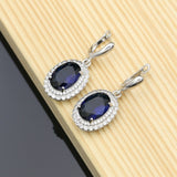 Cifeeo  Earrings Of Blue Stone White Crystal Silver 925 Jewelry For Bridal Decoration Fashion Jewelry