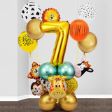 26pcs Jungle Party Decoration Animal Balloons Set Metal Latex Balloon Gold Number Globos Kids Birthday Balloons