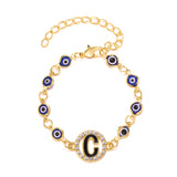 Christmas Gift Turkish Lucky Evil Eye Bracelet Gold Color Bangle Rhinestone Blue Eyes Letter Bracelet For Women Men Couple Gothic Jewelry