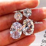 Big Zircon earrings Luxury Crystal Cubic Zircon Stud Earrings Wedding Jewelry Big Pink Stone Bohemia Earrings for Women Girl's