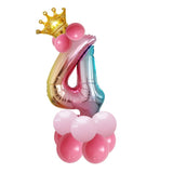 14 pcs Number Balloon Stand Foil Digital Balloons With Crow Wedding Birthday Party Decorations Kids Boy Girl Baby Shower Balloon