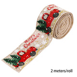 Christmas Gift 2M/5M Christmas Red Car Ribbon 5cm Wide Merry Xmas Crafts Ribbon for DIY Christmas Gift Wrapping Home Wreath Bow Decoration