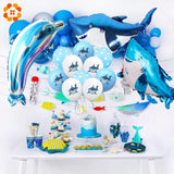 Christmas Gift 1SET Shark/Dolphin/Fish Cartoon Balloons Sea Animal Cupcake Toppers Happy Birthday Kids Paper Garland Baby Shower Party Supplies