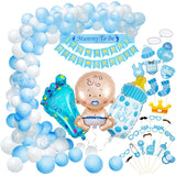 Cifeeo 56pcs/Set Baby Shower Decorations Party Favors With Its A Boy Banner Mummy To Be Shoulder Strap Boy Baptism Decoration Balloon