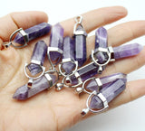 Cifeeo  Natural Stone Crystal Agates Aventurine Amethysts Pillar Pendant For Diy  Making Necklaces Jewelry Accessories  24Pcs