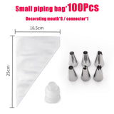 Christmas Gift 100Pcs Pack Pastry Bag S/M/L Size Disposable Piping Bag Icing Fondant Cake Cream Decorating Pastry Tip Tool Cake Decorating Tool
