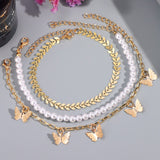 3pcs/set Gold Silver Color World Map Anklets For Women  Bohemian Multilayer Anklet On Leg Fashion Beach Jewelry Foot Accessories