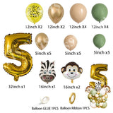 33pcs Avocado Green Metal Gold Balloon Kit With Figure Balloons For Kids Birthday Jungle Safari Party Decor DIY Home Supplies