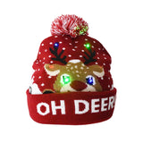 1Pc LED Christmas Hats Sweater Knitted Beanie Christmas Santa Light Up Winter Hat for Kids Adults Christmas Party Warmer Cap