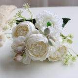 Factory 5-Head Nordic Handle Bundle Artificial Fake Flower Hydrangea Peony Berry Combination Wedding Home Furnishing Decorative