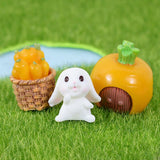 4pcs/set Rabbit Model Cartoon Animal Figurine Dollhouse Miniature Fairy Home Garden Decoration Resin Mold Easter Desktop Craft