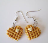 Waffle Earrings,Miniature Food Earrings, Waffle Jewelry, Breakfast Earrings, Food Jewelry, Food Earrings, Valentine's Day Gift