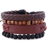 ZOSHI 4-6PC Vintage Multilayer Leather Bracelet For Men Fashion Braided Handmade Rope Wrap Bead Charm Woven Bracelets Male Gift