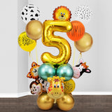 26pcs Jungle Party Decoration Animal Balloons Set Metal Latex Balloon Gold Number Globos Kids Birthday Balloons