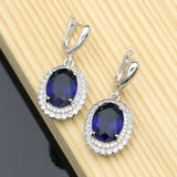 Cifeeo  Earrings Of Blue Stone White Crystal Silver 925 Jewelry For Bridal Decoration Fashion Jewelry