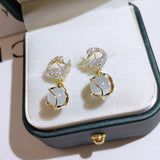 Cifeeo New Fashion Fine 14K Real Gold Swan Earrings for Women Temperament High Quality Opal Jewelry AAA Zircon S925 Silver Needle Hot