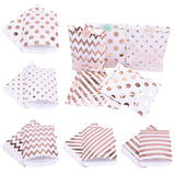 50pcs/lot Cookies Candy Bags Rose Gold Party Favor Gift Bags Chevron Polka Dots Twill Stripe Pattern Paper Pouch Baking Supplies