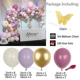 1set Macaron Baby Purple Balloons Set Pink Chrome Gold Garland Arch Kit Wedding Birthday Party Decoration Supplies Baptism Kid