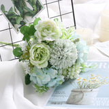 Mix floral beautiful peony artificial flowers hydrangea silk fake bouquet for home wedding decoration dandelion foam plastic