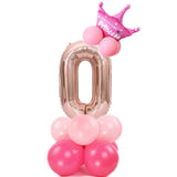 14 pcs Number Balloon Stand Foil Digital Balloons With Crow Wedding Birthday Party Decorations Kids Boy Girl Baby Shower Balloon