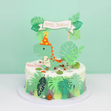 Cifeeo  Dinosaur Cake Toppers Jungle Safari Dino Theme Party Cake Decor Palm Leaves Kids Birthday Party Decorations Baby Shower Supplies