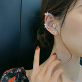 Korean Elegant Cute Rhinestone Butterfly Stud Earrings For Women Girls Fashion Metal Chain Boucle D'oreille Jewelry