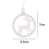 Christmas Gift 3PCS/lot Silver White Deer Snowflake Wooden Christmas Pendants Decorations DIY Wood Crafts XMAS Ornaments Festival Party Decor