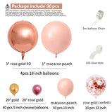 Cifeeo Christmas Gift 96pcs Morandi Peach Balloons Arch Garland Kit Chrome Rose Gold 4D Ballon for Wedding Birthday Baby Shower Christmas Party Decor