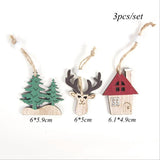 Christmas Gift 3pcs/set Christmas Car Wooden Pendants Xmas Tree Hanging Ornaments DIY Wood Crafts Kids Gift Noel Decoration Home Accessories