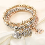 3Pcs Bracelet Crystal Owl Music Note Boy Girl Heart Charm Bracelets For Women Pulseria Feminina Jewelry Gift amazing price