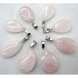 24pcs Natural Pink Quartz Crystal Agates Tiger eye Stone Malachite Water Drop Shape Pendant for DIY Jewelry Making