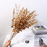 Cifeeo 1PC Gold Artificial Plants Holly Ginkgo Eucalyptus Leaf Fake Flower Wedding Home Table Decor Christmas New Year Decorations