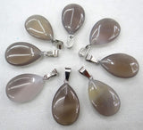 24pcs Natural Pink Quartz Crystal Agates Tiger eye Stone Malachite Water Drop Shape Pendant for DIY Jewelry Making