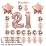 Rose Gold 21st Birthday Party Decoration Happy Birthday Balloons Banner Popcorn Garland for 21 Years Old Party Supplies