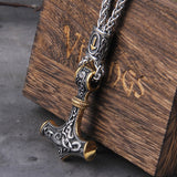 Christmas Gift Norse Vikings Thor's Hammer Mjolnir Scandinavian Rune Amulet Necklace Stainless Steel Chain Vegvisir Anchor Pendant Male Jewelry