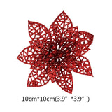 5pcs Glitter Artificial Flowers Red Gold Christmas Flowers Tree Decoration Ornaments Fake Flower for Home Xmas New Year Decor