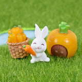 4pcs/set Rabbit Model Cartoon Animal Figurine Dollhouse Miniature Fairy Home Garden Decoration Resin Mold Easter Desktop Craft